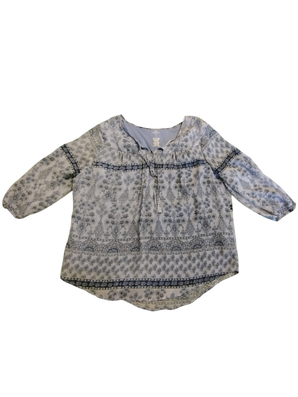 GUC  2/$10 GUC St Johns Bay Pullover Lightweight Blue Floral Lined Peasant Top1X